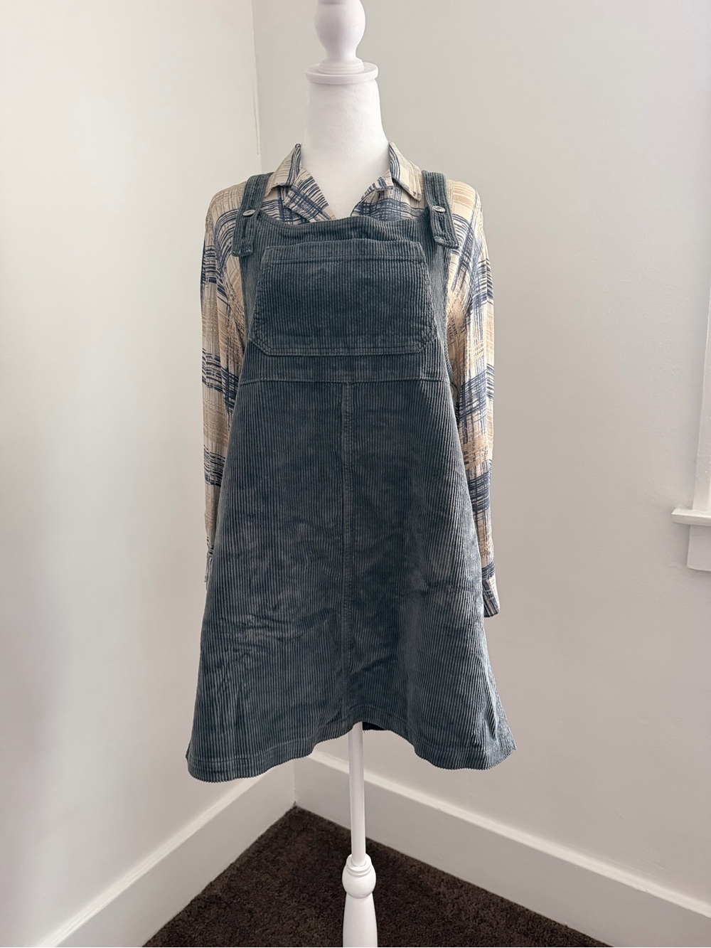 American Eagle Gray Corduroy Overall Dress - Women's